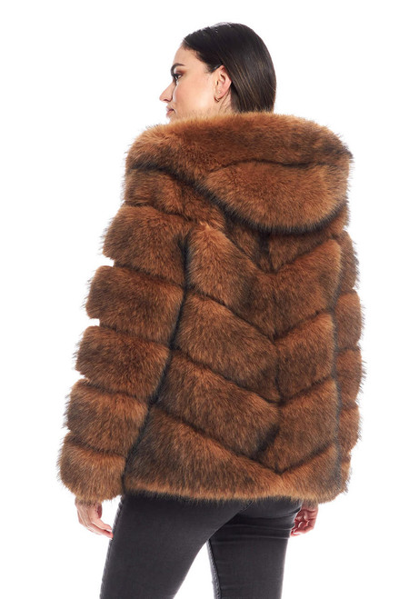 Fabulous-Furs Cedar Fox Faux Fur Chateau Chevron Hooded Coat  Fabulous-Furs Cedar Fox Faux Fur Chateau Chevron Hooded Coat