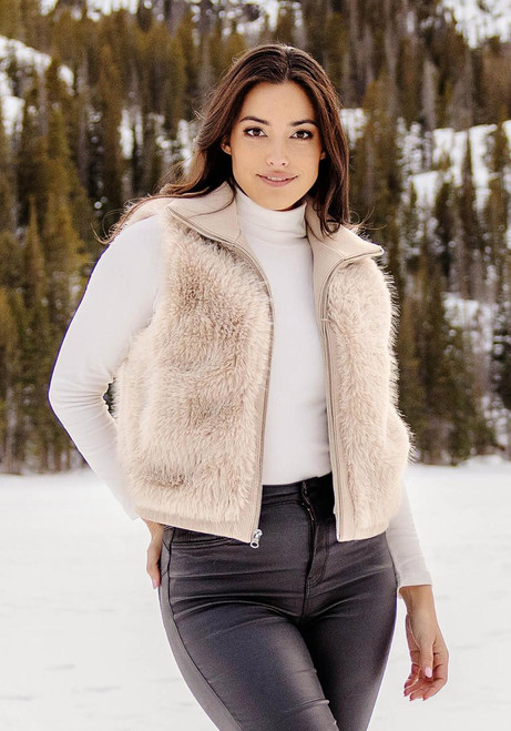 Fabulous-Furs Champagne Fox Faux Fur Parkside Zip Vest  Fabulous-Furs Champagne Fox Faux Fur Parkside Zip Vest