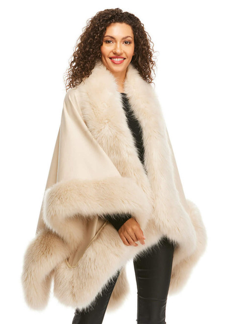 Fabulous-Furs Champagne Fox Faux Fur-Trimmed Shawl  Fabulous-Furs Champagne Fox Faux Fur-Trimmed Shawl