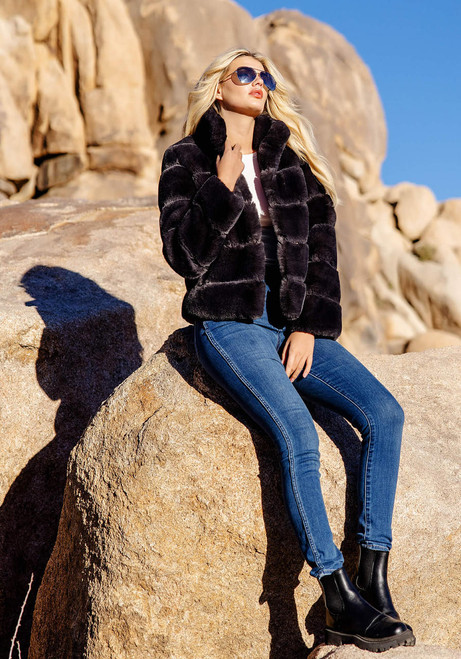 Fabulous-Furs Charcoal Faux Fur Posh Jacket  Fabulous-Furs Charcoal Faux Fur Posh Jacket