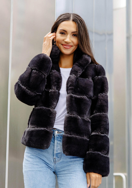 Fabulous-Furs Charcoal Faux Fur Posh Jacket  Fabulous-Furs Charcoal Faux Fur Posh Jacket