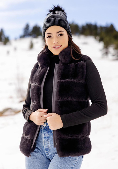 Fabulous-Furs Charcoal Faux Fur Posh Snap Vest  Fabulous-Furs Charcoal Faux Fur Posh Snap Vest
