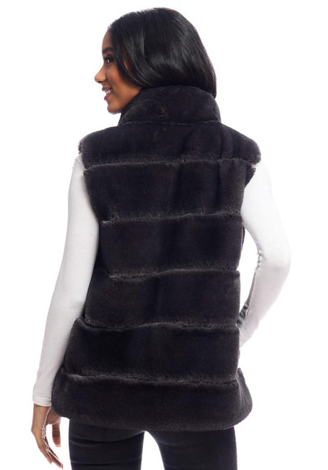 Fabulous-Furs Charcoal Faux Fur Posh Snap Vest  Fabulous-Furs Charcoal Faux Fur Posh Snap Vest