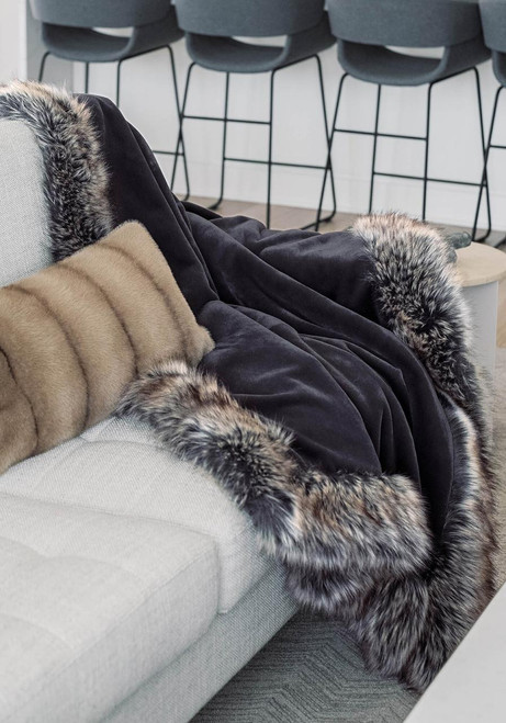 Fabulous-Furs Charcoal Faux Sheared Beaver Alpine Weighted Throw  Fabulous-Furs Charcoal Faux Sheared Beaver Alpine Weighted Throw