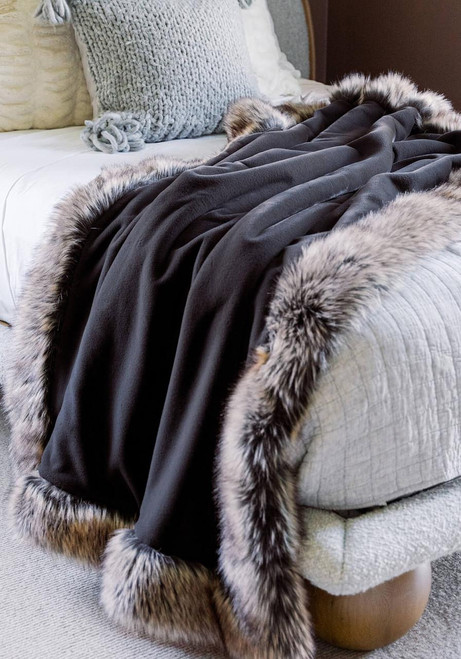Fabulous-Furs Charcoal Faux Sheared Beaver Alpine Weighted Throw  Fabulous-Furs Charcoal Faux Sheared Beaver Alpine Weighted Throw