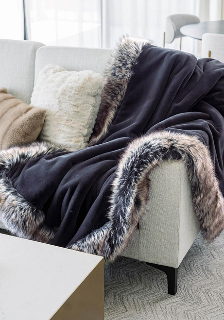 Fabulous-Furs Charcoal Faux Sheared Beaver Alpine Weighted Throw  Fabulous-Furs Charcoal Faux Sheared Beaver Alpine Weighted Throw