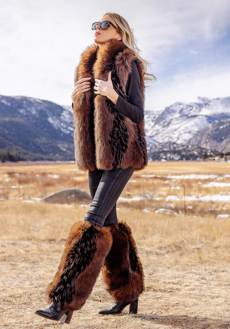 Fabulous-Furs Chocolate Fox Faux Fur Hook Vest  Fabulous-Furs Chocolate Fox Faux Fur Hook Vest