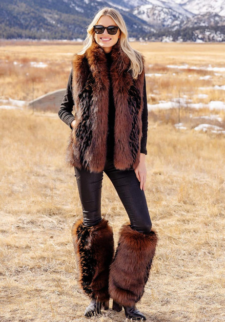 Fabulous-Furs Chocolate Fox Faux Fur Hook Vest  Fabulous-Furs Chocolate Fox Faux Fur Hook Vest