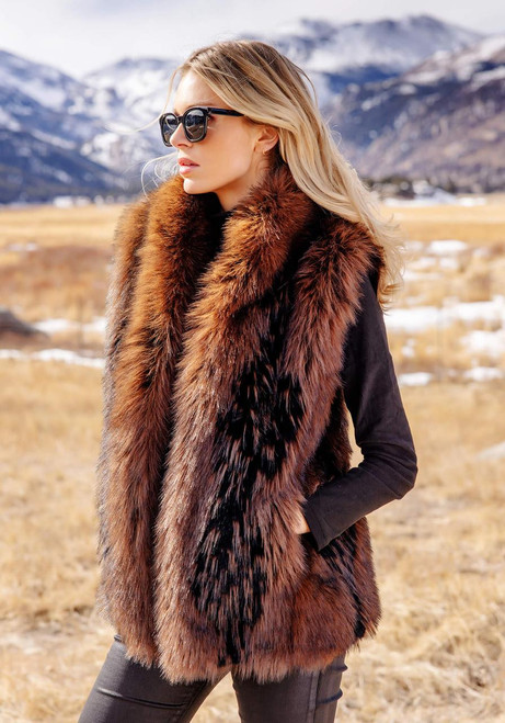 Fabulous-Furs Chocolate Fox Faux Fur Hook Vest  Fabulous-Furs Chocolate Fox Faux Fur Hook Vest