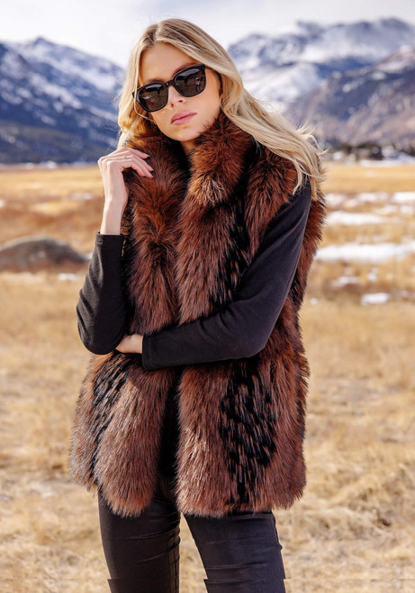 Fabulous-Furs Chocolate Fox Faux Fur Hook Vest  Fabulous-Furs Chocolate Fox Faux Fur Hook Vest
