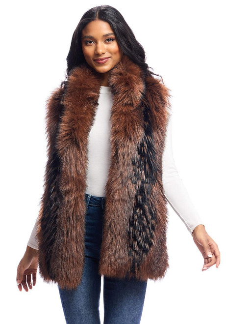 Fabulous-Furs Chocolate Fox Faux Fur Hook Vest  Fabulous-Furs Chocolate Fox Faux Fur Hook Vest