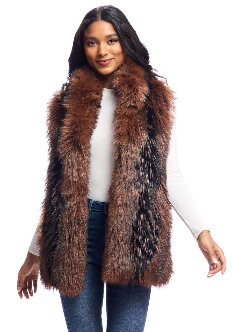 Fabulous-Furs Chocolate Fox Faux Fur Hook Vest  Fabulous-Furs Chocolate Fox Faux Fur Hook Vest