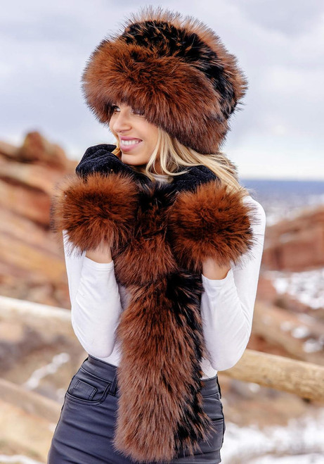Fabulous-Furs Chocolate Fox Faux Fur-Trimmed Tech Gloves  Fabulous-Furs Chocolate Fox Faux Fur-Trimmed Tech Gloves
