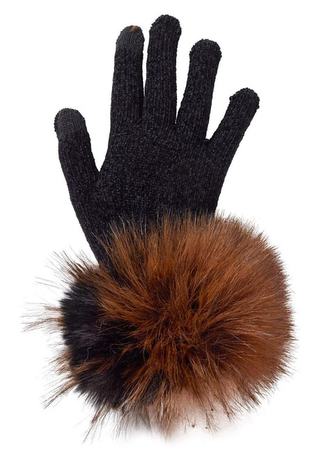 Fabulous-Furs Chocolate Fox Faux Fur-Trimmed Tech Gloves  Fabulous-Furs Chocolate Fox Faux Fur-Trimmed Tech Gloves