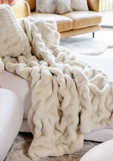 Fabulous-Furs Couture Collection Ivory Mink Faux Fur Throws  Fabulous-Furs Couture Collection Ivory Mink Faux Fur Throws