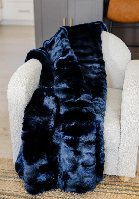 Fabulous-Furs Couture Collection Steel Blue Mink Faux Fur Throws  Fabulous-Furs Couture Collection Steel Blue Mink Faux Fur Throws