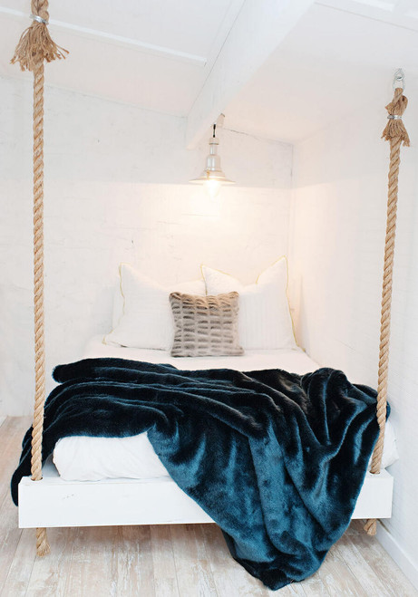 Fabulous-Furs Couture Collection Steel Blue Mink Faux Fur Throws  Fabulous-Furs Couture Collection Steel Blue Mink Faux Fur Throws