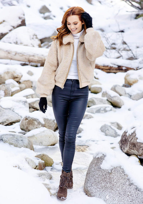 Fabulous-Furs Cream Faux Sherpa Sloane Bomber Jacket  Fabulous-Furs Cream Faux Sherpa Sloane Bomber Jacket