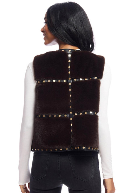 Fabulous-Furs Espresso Faux Fur Giselle Studded Vest Fabulous-Furs Espresso Faux Fur Giselle Studded Vest