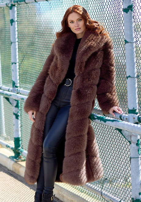 Fabulous-Furs Espresso Fox Faux Fur Vale Full-Length Coat  Fabulous-Furs Espresso Fox Faux Fur Vale Full-Length Coat