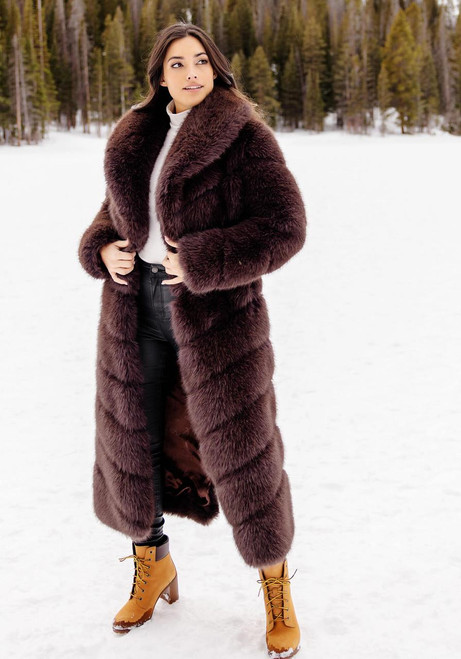 Fabulous-Furs Espresso Fox Faux Fur Vale Full-Length Coat  Fabulous-Furs Espresso Fox Faux Fur Vale Full-Length Coat