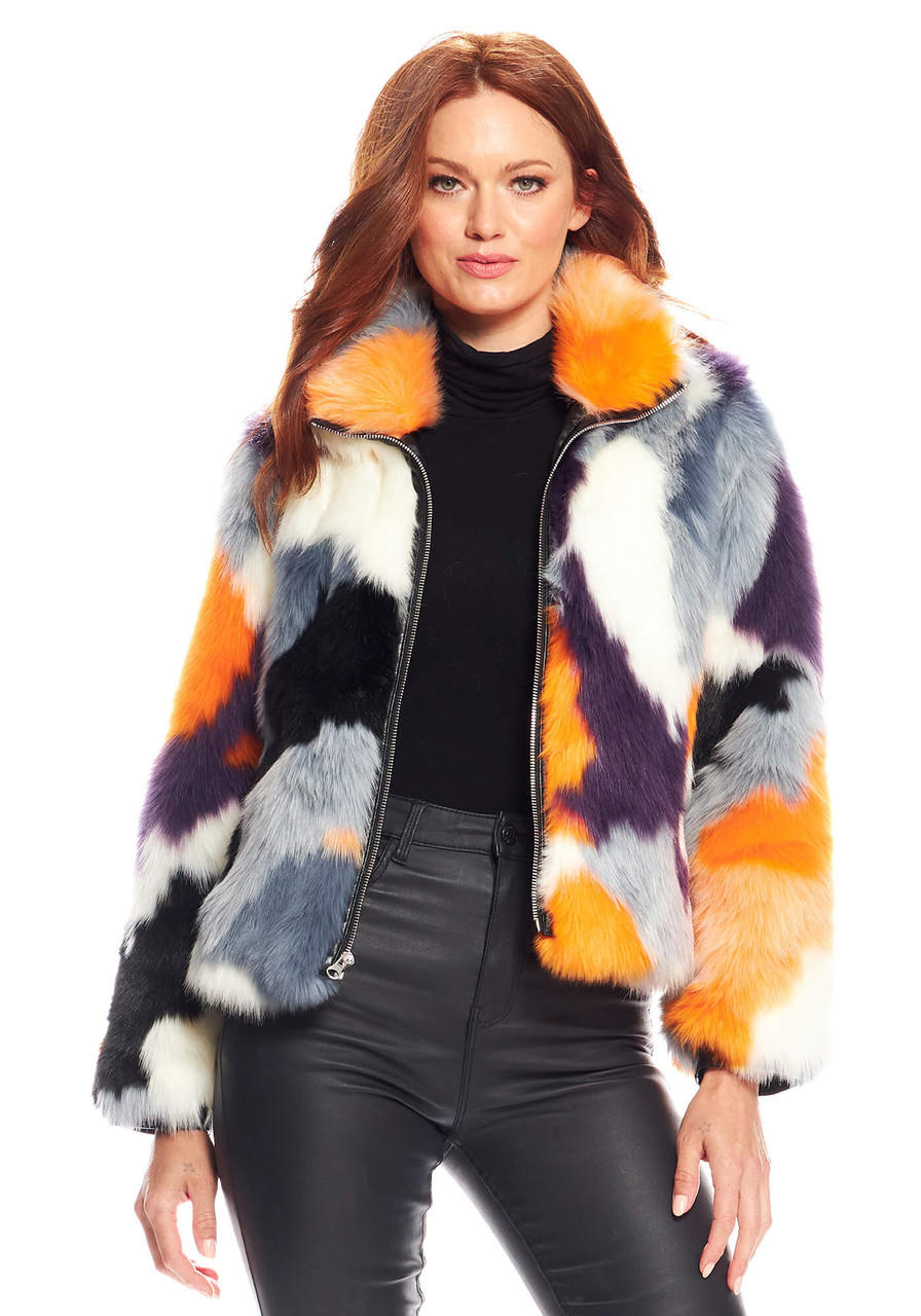 Fabulous-Furs Glow Up Faux Fur Zip Bomber Jacket  Fabulous-Furs Glow Up Faux Fur Zip Bomber Jacket