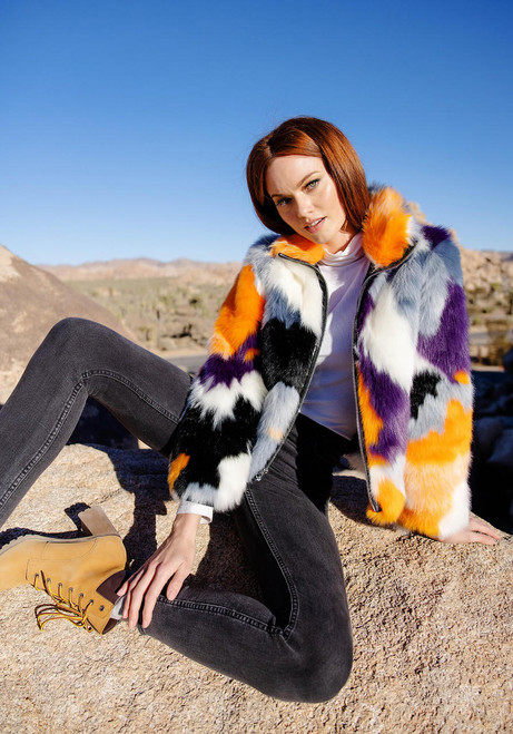 Fabulous-Furs Glow Up Faux Fur Zip Bomber Jacket  Fabulous-Furs Glow Up Faux Fur Zip Bomber Jacket