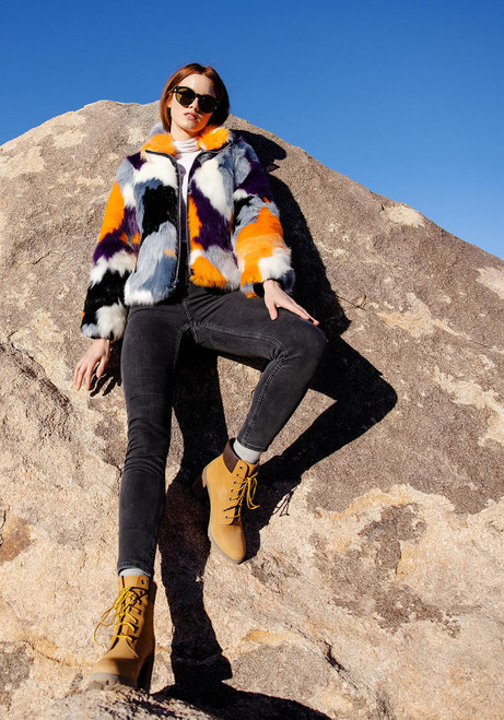 Fabulous-Furs Glow Up Faux Fur Zip Bomber Jacket  Fabulous-Furs Glow Up Faux Fur Zip Bomber Jacket