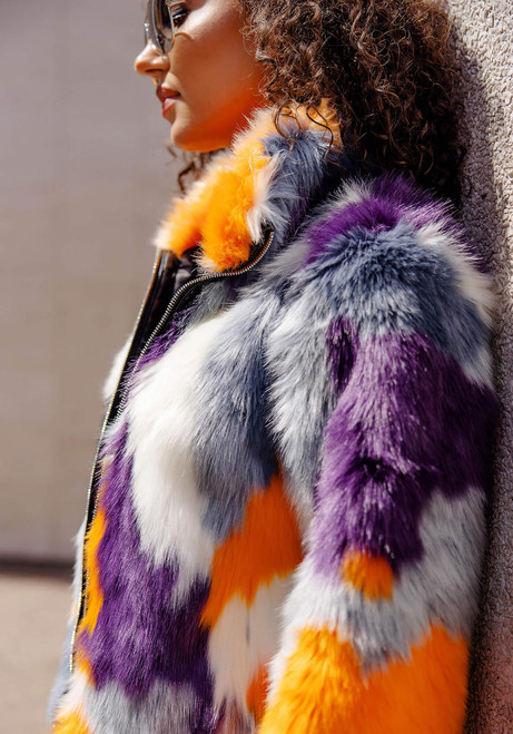 Fabulous-Furs Glow Up Faux Fur Zip Bomber Jacket  Fabulous-Furs Glow Up Faux Fur Zip Bomber Jacket