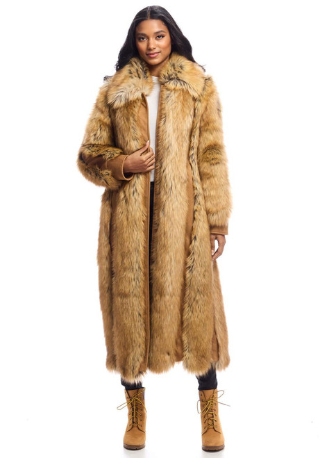 Fabulous-Furs Gold Fox Faux Fur & Faux Suede Goldie Fox Full-Length Coat  Fabulous-Furs Gold Fox Faux Fur & Faux Suede Goldie Fox Full-Length Coat