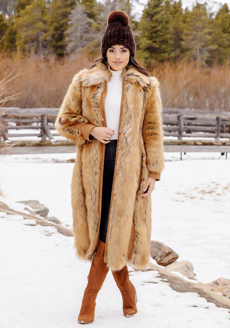 Fabulous-Furs Gold Fox Faux Fur & Faux Suede Goldie Fox Full-Length Coat  Fabulous-Furs Gold Fox Faux Fur & Faux Suede Goldie Fox Full-Length Coat