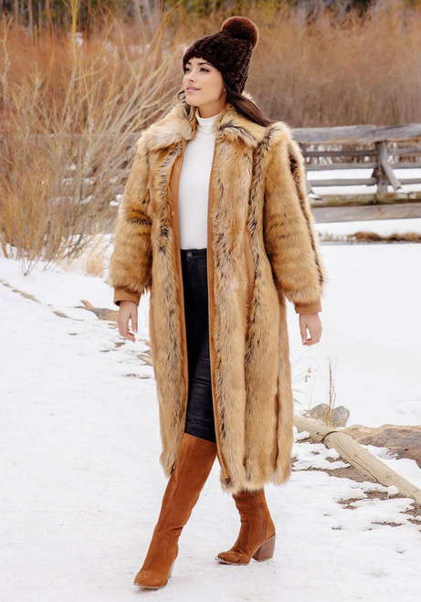 Fabulous-Furs Gold Fox Faux Fur & Faux Suede Goldie Fox Full-Length Coat  Fabulous-Furs Gold Fox Faux Fur & Faux Suede Goldie Fox Full-Length Coat