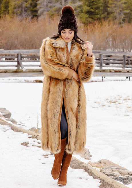 Fabulous-Furs Gold Fox Faux Fur & Faux Suede Goldie Fox Full-Length Coat  Fabulous-Furs Gold Fox Faux Fur & Faux Suede Goldie Fox Full-Length Coat