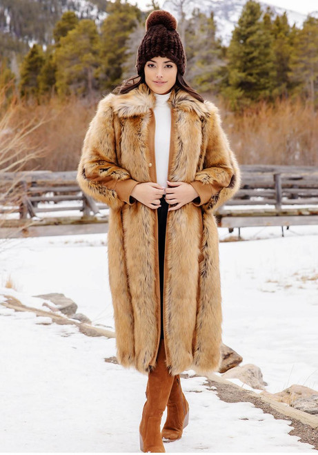 Fabulous-Furs Gold Fox Faux Fur & Faux Suede Goldie Fox Full-Length Coat  Fabulous-Furs Gold Fox Faux Fur & Faux Suede Goldie Fox Full-Length Coat