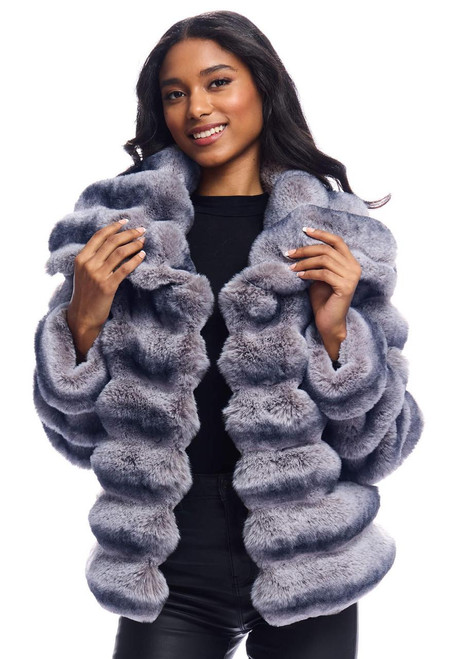 Fabulous-Furs Grey Faux Fur Carmella Chinchilla Coat  Fabulous-Furs Grey Faux Fur Carmella Chinchilla Coat