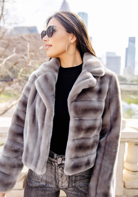 Fabulous-Furs Grey Faux Fur Maven Mink Jacket  Fabulous-Furs Grey Faux Fur Maven Mink Jacket