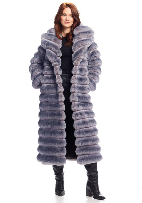 Fabulous-Furs Grey Faux Fur Mob Wife Chinchilla Coat  Fabulous-Furs Grey Faux Fur Mob Wife Chinchilla Coat