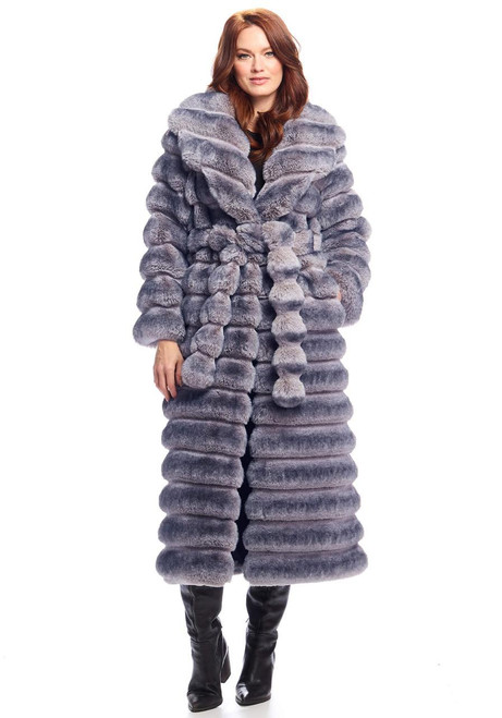 Fabulous-Furs Grey Faux Fur Mob Wife Chinchilla Coat  Fabulous-Furs Grey Faux Fur Mob Wife Chinchilla Coat