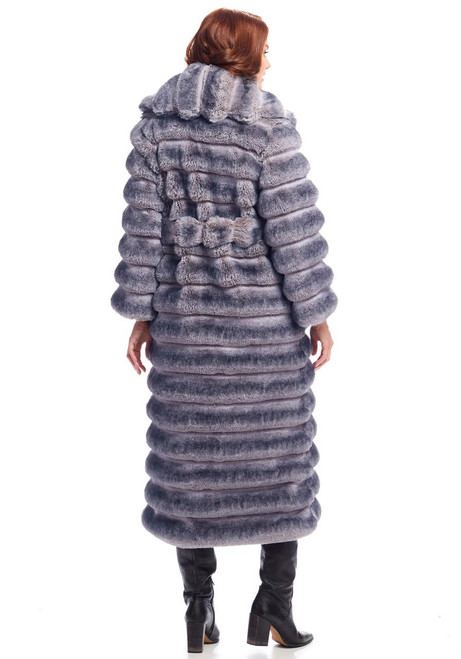 Fabulous-Furs Grey Faux Fur Mob Wife Chinchilla Coat  Fabulous-Furs Grey Faux Fur Mob Wife Chinchilla Coat
