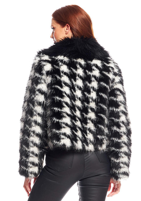 Fabulous-Furs Houndstooth Fox Faux Fur Naomi Jacket  Fabulous-Furs Houndstooth Fox Faux Fur Naomi Jacket
