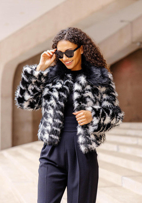 Fabulous-Furs Houndstooth Fox Faux Fur Naomi Jacket  Fabulous-Furs Houndstooth Fox Faux Fur Naomi Jacket