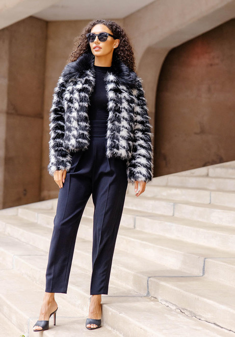 Fabulous-Furs Houndstooth Fox Faux Fur Naomi Jacket  Fabulous-Furs Houndstooth Fox Faux Fur Naomi Jacket