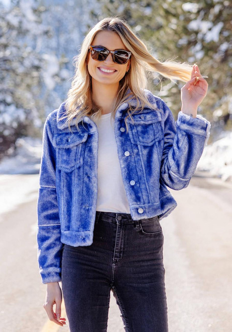 Fabulous-Furs Indigo Jeanius Faux Fur Denim Jacket  Fabulous-Furs Indigo Jeanius Faux Fur Denim Jacket