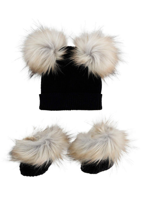Fabulous-Furs Infant Black Knit Beanie & Bootie Set  Fabulous-Furs Infant Black Knit Beanie & Bootie Set