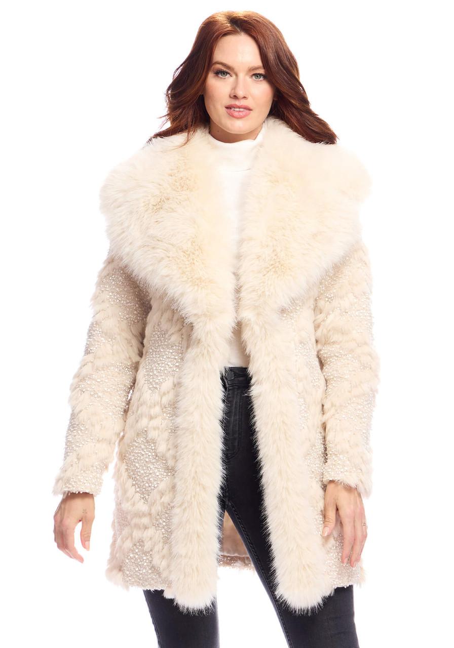 Fabulous-Furs Ivory Faux Fur Fox Collar Isla Coat Fabulous-Furs Ivory Faux Fur Fox Collar Isla Coat