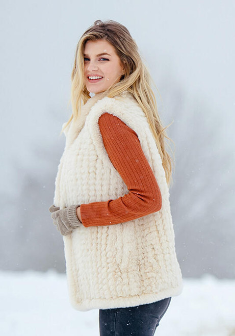Fabulous-Furs Ivory Faux Fur Knitted Vest  Fabulous-Furs Ivory Faux Fur Knitted Vest