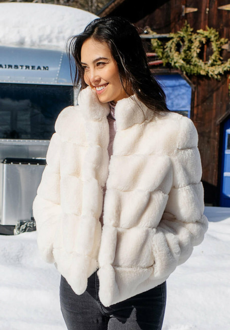 Fabulous-Furs Ivory Faux Fur Posh Jacket  Fabulous-Furs Ivory Faux Fur Posh Jacket