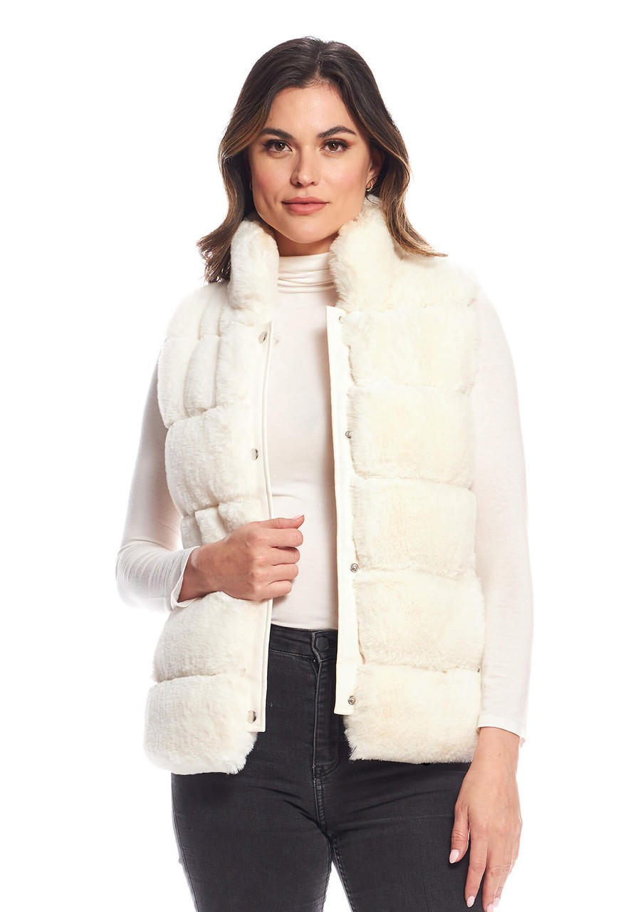 Fabulous-Furs Ivory Faux Fur Posh Snap Vest  Fabulous-Furs Ivory Faux Fur Posh Snap Vest