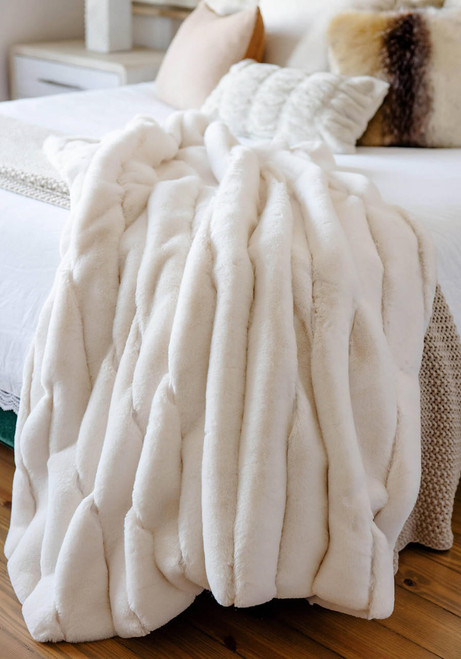 Fabulous-Furs Ivory Faux Fur Posh Throw  Fabulous-Furs Ivory Faux Fur Posh Throw