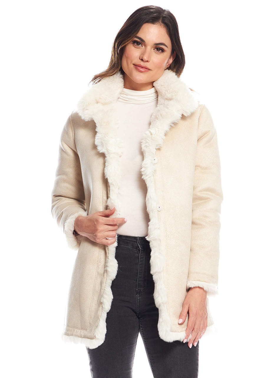 Fabulous-Furs Ivory Faux Fur Rainier Reversible Mink Coat  Fabulous-Furs Ivory Faux Fur Rainier Reversible Mink Coat